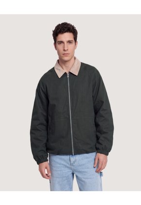 Chaqueta Harrington Bicolor Para Hombre Verde Ostu