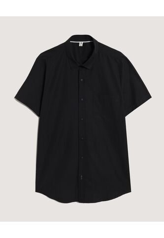 Camisa  Para Hombre Manga Corta Con Bolsillo Cuello Casual M Color Negro Marca Ostu #60010884 Ostu