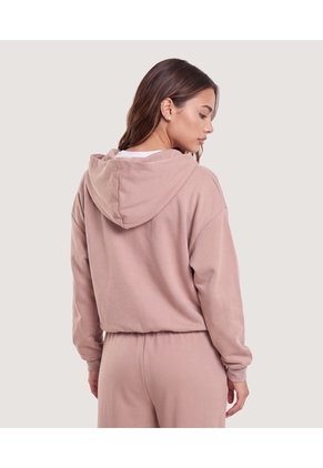 Hoodie Unicolor Para Mujer Piel Ostu