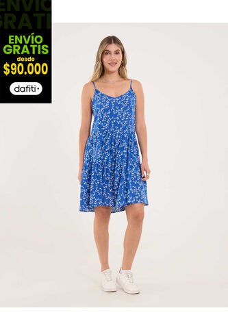 Vestido Para Mujer M/Sisa Medio Color Azul Marca Ostu #40170322 Ostu