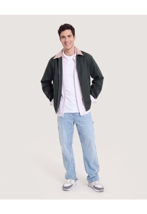 Chaqueta Harrington Bicolor Para Hombre Verde Ostu