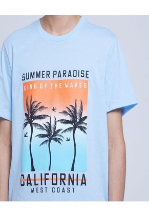 Camiseta Para Hombre Manga Corta Color Azul Claro Marca Ostu #60091257