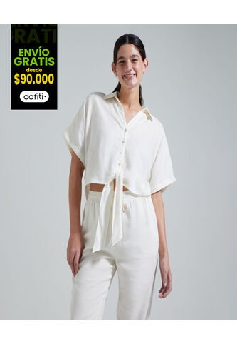 Camisa Para Mujer Manga Corta Color Blanco Marca Ostu #40010146 Ostu