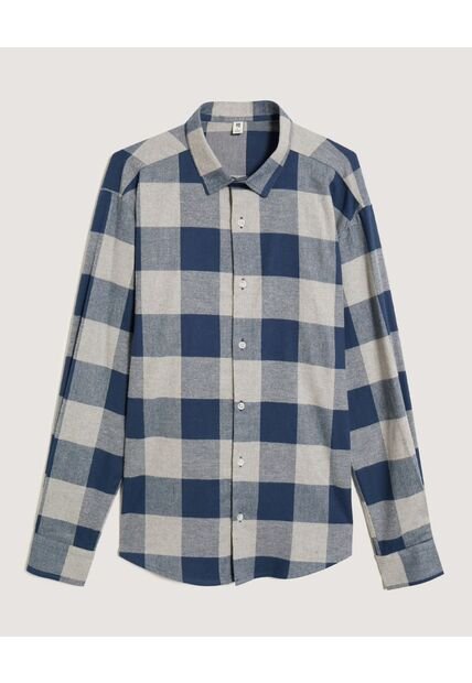 Camisa  Para Hombre Manga Larga Sin Bolsillo Cuello Casual M Color Gris Marca Ostu #60010873