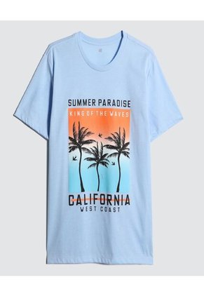 Camiseta Para Hombre Manga Corta Color Azul Claro Marca Ostu #60091257