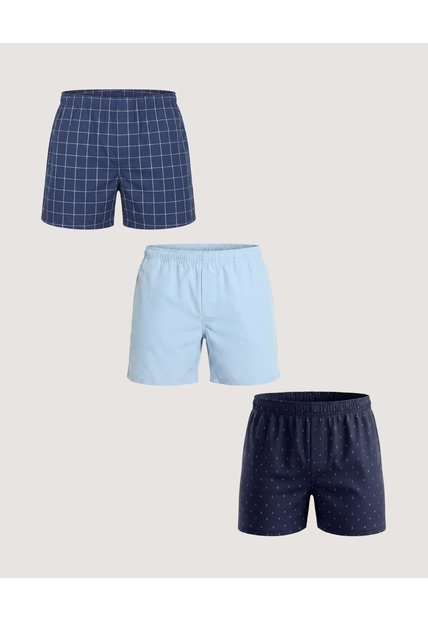Pack Boxer Amplio Geométrico Y Cuadros  Para Hombre Negro Ostu