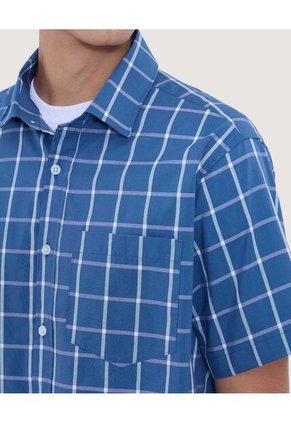 Camisa Para Hombre Manga Corta Con Bolsillo Cuello Casual M Color Azul Marca Ostu #60010799