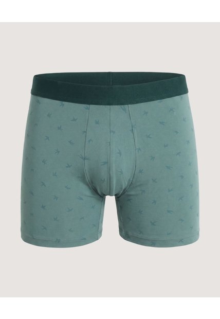 Bóxer Medio Estampado De Golondrinas  Para Hombre Verde Ostu