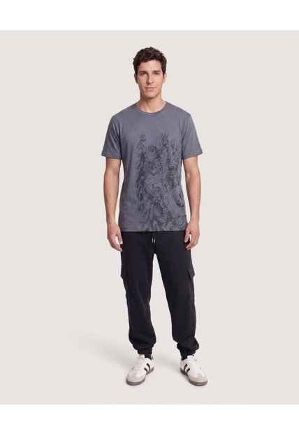 Camiseta Avengers Sketch  Para Hombre Gris Ostu