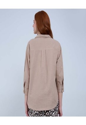 Camisa Para Mujer Manga 3/4 Color Beige Marca Ostu #40010254