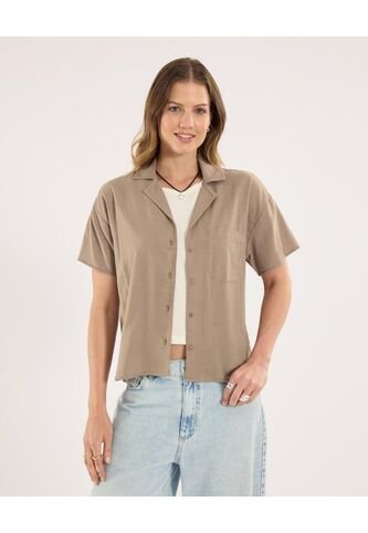 Camisa  Para Mujer Manga Corta Color Café Marca Ostu #40010313 Ostu