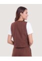 Chaleco Sastre Escote V  Para Mujer Café Ostu de Ostu