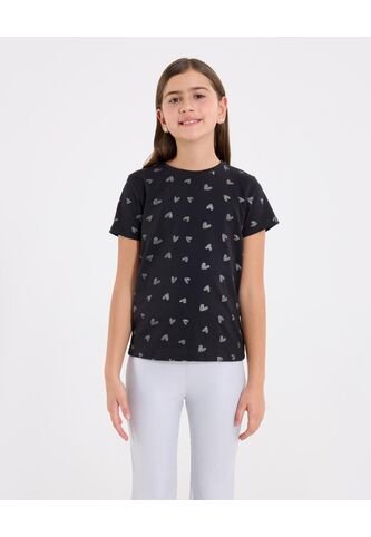Camiseta  Infantil Niña Manga Corta Cuello Redondo Color Negro Marca Ostu #90090362 Ostu