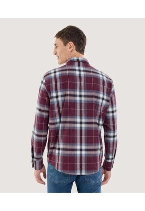 Camisa Para Hombre Manga Larga Sin Bolsillo Cuello Casual M Color Vino Marca Ostu #60010814