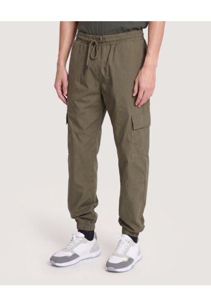 Jogger Con Bolsillos Cargo  Para Hombre Verde Ostu