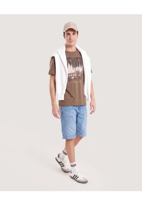 Bermuda Slim Dirty Denim  Para Hombre Azul Ostu