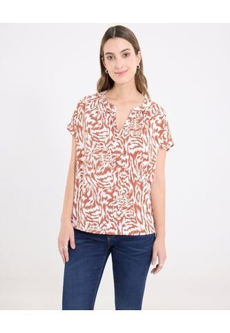 Blusa  Para Mujer Manga Corta Color Terracota Marca Ostu #40121202 Ostu