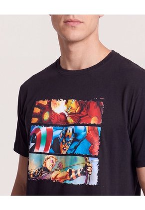 Camiseta Avengers Comic Para Hombre Negro Ostu