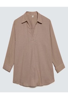 Camisa Para Mujer Manga 3/4 Color Beige Marca Ostu #40010254