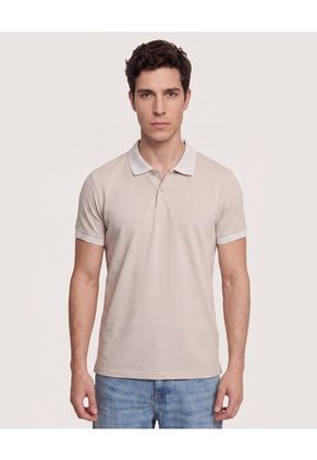 Polo Básica Cuello Tejido  Para Hombre Avena Ostu
