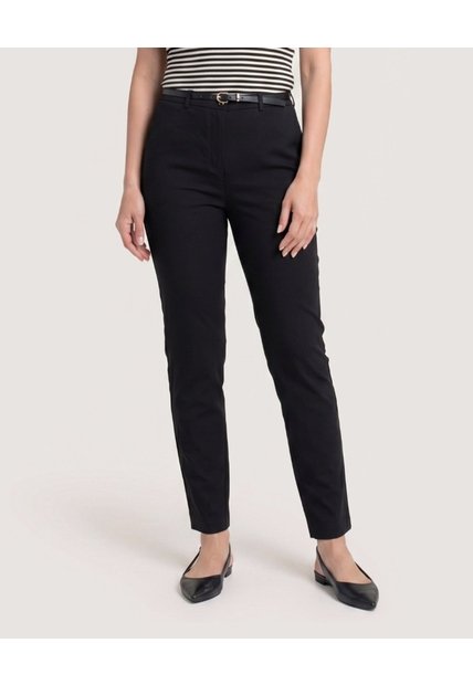 Pantalon Basico Tipo Chino  Para Mujer Negro Ostu