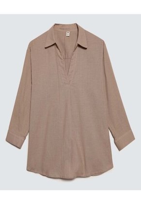 Camisa Para Mujer Manga 3/4 Color Beige Marca Ostu #40010254