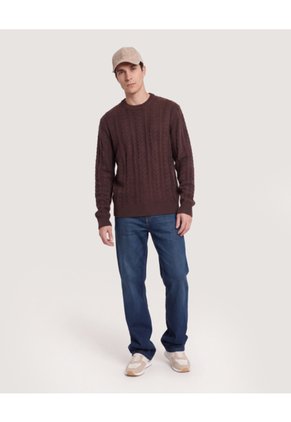 Buzo Tejido Trenzado  Para Hombre Café Ostu