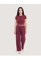 Pantalón Wide Leg Burda  Para Mujer Vino Ostu de Ostu