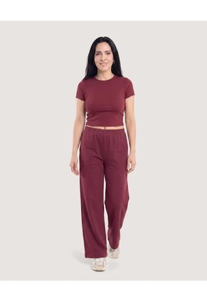 Pantalón Wide Leg Burda Para Mujer Vino Ostu