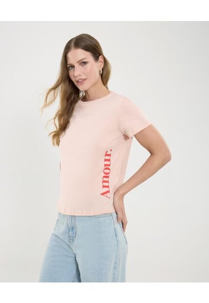 Camiseta Para Mujer Manga Corta Color Rosado  Marca Ostu #40092161
