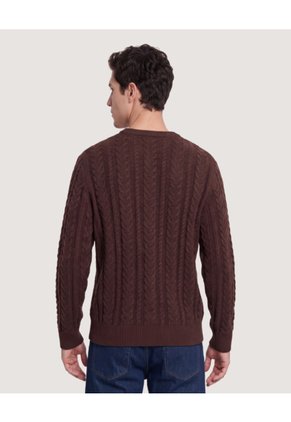 Buzo Tejido Trenzado  Para Hombre Café Ostu