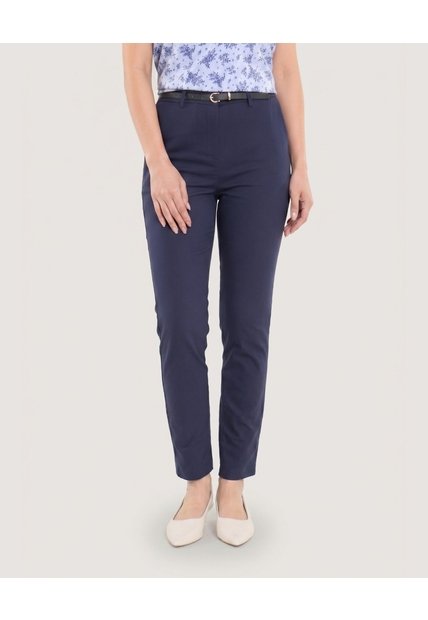 Pantalon Basico Tipo Chino  Para Mujer Azul Ostu