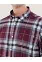 Camisa Para Hombre Manga Larga Sin Bolsillo Cuello Casual M Color Vino Marca Ostu #60010814 de Ostu