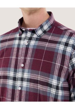 Camisa Para Hombre Manga Larga Sin Bolsillo Cuello Casual M Color Vino Marca Ostu #60010814