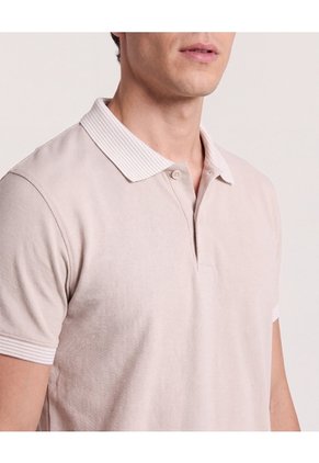 Polo Básica Cuello Tejido  Para Hombre Avena Ostu