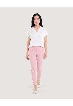 Pantalon Basico Tipo Chino  Para Mujer Rosado Ostu