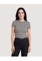 Camiseta Crop Básica  Para Mujer Negro Ostu de Ostu