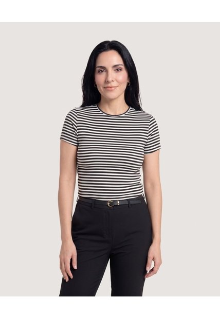 Camiseta Crop Básica  Para Mujer Negro Ostu