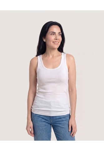 Camiseta Básica Tipo Tank  Para Mujer Crema Ostu Ostu