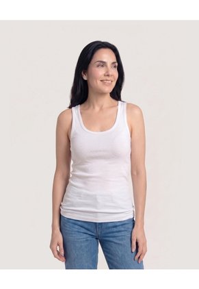 Camiseta Básica Tipo Tank Para Mujer Crema Ostu