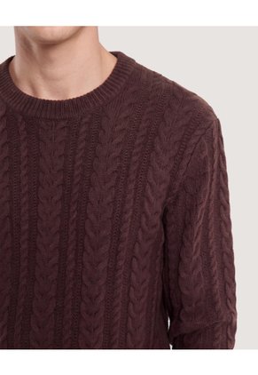 Buzo Tejido Trenzado  Para Hombre Café Ostu