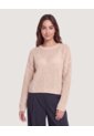 Saco Tejido Calado Cuello Redondo  Para Mujer Beige Ostu de Ostu