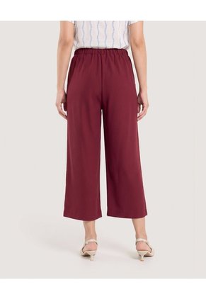 Pantalón Fluido Tiro Alto  Para Mujer Vino Ostu