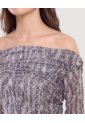 Camiseta Mesh Off Shoulder  Para Mujer Negro Ostu de Ostu