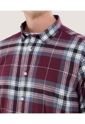 Camisa Para Hombre Manga Larga Sin Bolsillo Cuello Casual M Color Vino Marca Ostu #60010814