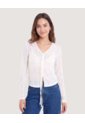 Camiseta Mesh Lace Up  Para Mujer Crema Ostu de Ostu