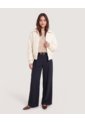 Saco Tejido Calado Cuello Redondo  Para Mujer Beige Ostu de Ostu