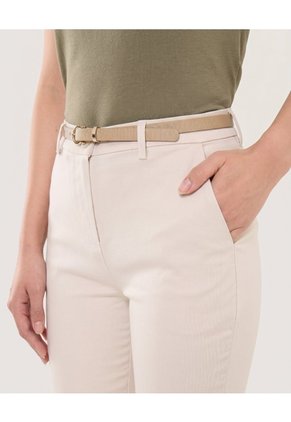 Pantalon Basico Tipo Chino  Para Mujer Beige Ostu