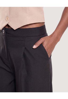 Pantalón Wide Leg Sastre Para Mujer Negro Ostu