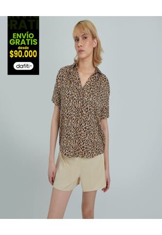 Blusa Para Mujer Manga Corta Color Café  Marca Ostu #40120902 Ostu